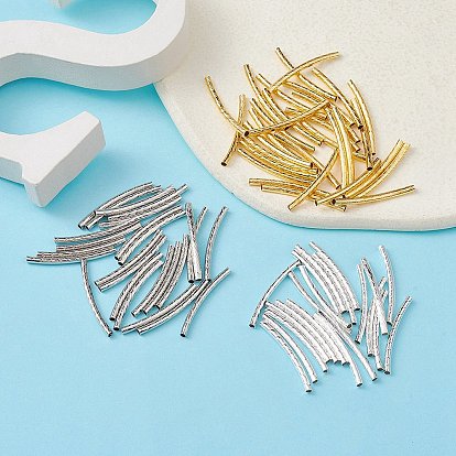 90Pcs 3 Colors Brass Tube Beads, Curved Tube