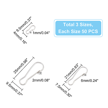 Unicraftale 150Pcs 3 Style 201 Stainless Steel Keychain Clasps Findings, Snap Clasps, Calabash
