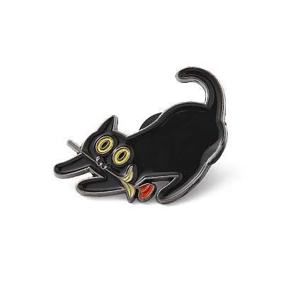 Alloy Brooches, Enamel Pins, for Backpack Cloth, Cat with Rose
