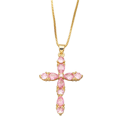 Красочное ожерелье с крестом из циркона в стиле хип-хоп, модный свитер с бриллиантами, цепочка nkb266