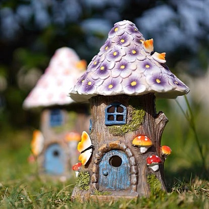Maison de poupée extérieur jardin cour domicile, Petite veilleuse en résine, lampe décorative artisanale