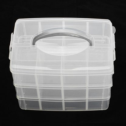 Пластиковые бисера контейнеры, прямоугольные, три слоя, в общей сложности 24 отсеков, 234x153x185 мм, Отсек: 72x56~57x74 мм