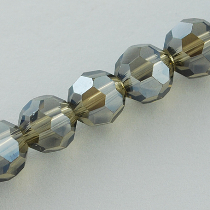 Perles en verre electroplate, perle plaquée lustre, à facettes (32 facettes), ronde, 8x7mm, Trou: 1mm