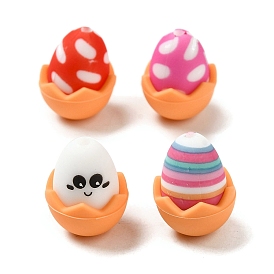 Easter Eggshell Food Grade Eco-Friendly Silicone Focal Beads, Chewing Beads For Teethers, DIY Teether Beads