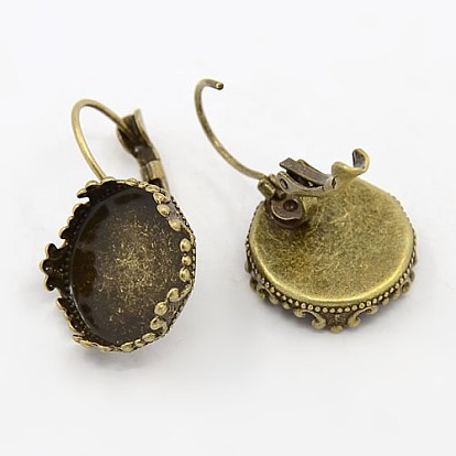 Brass Leverback Earring Findings, Tray: 15mm