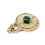 Ion Plating(IP) 304 Stainless Steel with Synthetic Malachite Pendants, Round Lock Charms