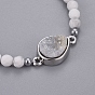 Bracelets de perles tressées naturelles de pierres précieuses, avec des résultats en laiton d'agate druzy et cordon en nylon, facette