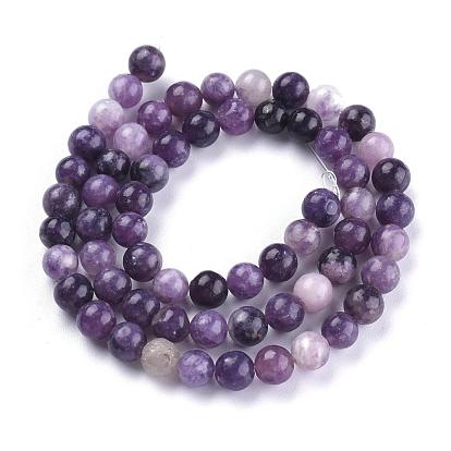 Natural Lepidolite/Purple Mica Stone Beads Strands, Round