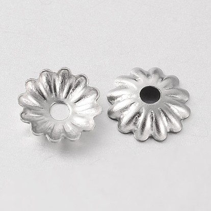 Multi-Petal 316 Surgical Stainless Steel Flower Bead Caps, 6x1mm, Hole: 1mm