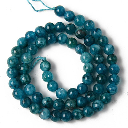 Perlas de cuarzo natural de hebras, teñido y climatizada, imitación apatita, rondo
