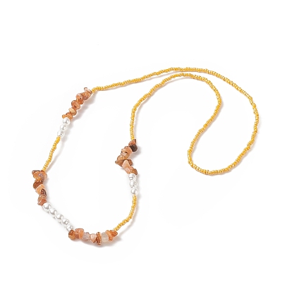 Éclats de pierres précieuses et perles en plastique et perles de rocaille en verre, chaînes de taille extensibles pour femmes