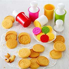 Silicone Hand Press Cookie Stamps Pastry Tool, Round, for DIY Cookie Mold Supplies