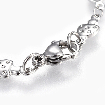 304 Stainless Steel Link Chain Bracelets, with Lobster Claw Clasps, Mixed Shapes