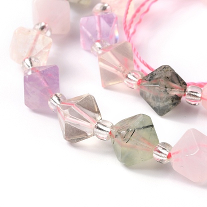 Améthyste naturelle et citrine et quartz rose et préhnite et brins de perles de cristal de quartz, facette, avec des perles de rocaille, Toupie