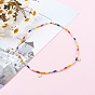304 Stainless Steel Star Pendant Necklaces, with Round Glass Seed Beads, Golden