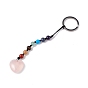 7 Chakra Gemstone Beads Keychain, Heart Charm Keychain for Women Men Hanging Car Bag Charms