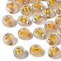 Luminous Acrylic Beads, Glow in the Dark, Metal Enlaced, Horizontal Hole, Flat Round with  Mixed Letter