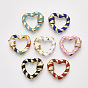 Real 18K Gold Plated Brass Screw Carabiner Lock Charms, for Necklaces Making, with Enamel, Nickel Free, Heart