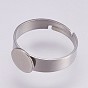 Adjustable 304 Stainless Steel Pad Ring Settings, Flat Round