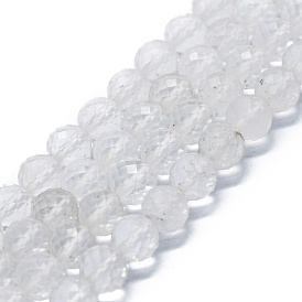 Naturelles cristal de quartz brins de perles, cristal de roche, à facettes (64 facettes), ronde