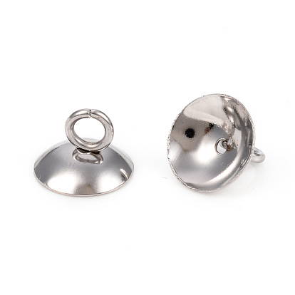 201 Stainless Steel Bead Cap Pendant Bails, for Globe Glass Bubble Cover Pendants