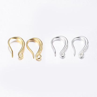 Brass Earring Hooks, Ear Wire, with Horizontal Loop, Long-Lasting Plated