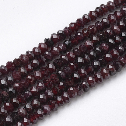 Natural Garnet Beads Strands, Faceted Rondelle