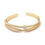 Clear Cubic Zirconia Criss Cross Cuff Bangle, Rack Plating Brass Jewelry, Long-Lasting Plated, Cadmium Free & Lead Free