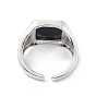 Natural Genstone Square Open Cuff Ring, Brass Jewelry for Women, Cadmium Free & Lead Free
