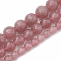 Naturel de fraise de quartz brins de perles, à facettes (128 facettes), ronde