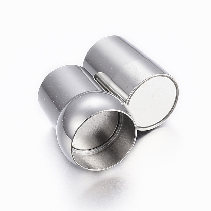 Smooth 304 Stainless Steel Tube Magnetic Clasps with Glue-in Ends