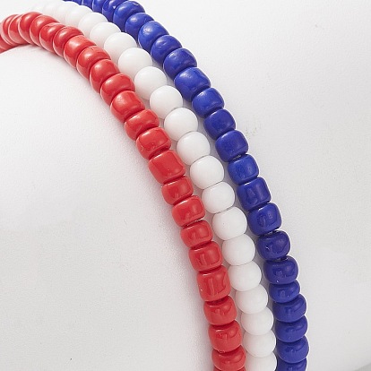 3 pcs 3 ensemble de bracelets extensibles en perles de verre pour le jour de l'indépendance, word usa bracelets empilables étoiles en acrylique et alliage pour femmes