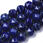 Natural Lapis Lazuli Beads Strands, Faceted, Star Cut Round Beads