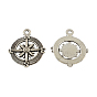 Tibetan Style Zinc Alloy Pendants, Lead Free & Cadmium Free, Compass, 29.5x25x2.5mm, Hole: 2.5mm, about 400pcs/1000g