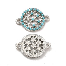 Alloy Connector Charms, with Synthetic Turquoise, Woven Net/Web