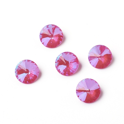Glass Rhinestone Cabochons, Pointed Back, Faceted, Cone, Fluorescence