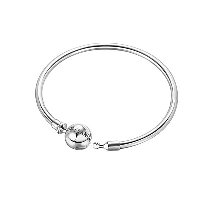 TINYSAND 925 Sterling Silver Basic Bangles for European Style Jewelry Making