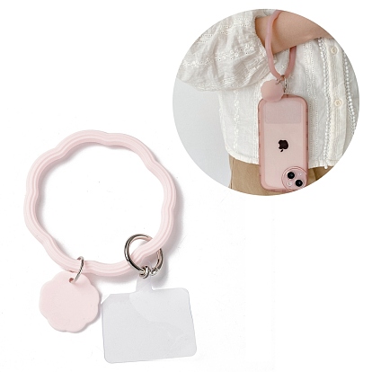 Silicone Loop Phone Lanyard, Wrist Lanyard Strap with Plastic & Alloy Keychain Holder