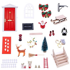 Wooden Doll House Ornament Sets, Christmas Home Decorations