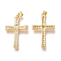 Brass Micro Pave Clear Cubic Clear Zirconia Pendants, Cross