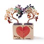 7 Chakra Natural Gemstone Chips and Ceram Pedestal Display Decorations, with Rose Gold Plated Brass Wires, Lucky Tree
