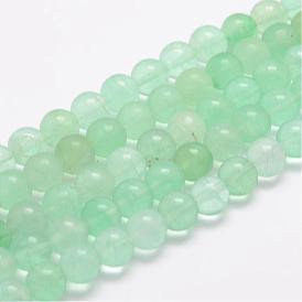 Vert brins de perles naturelles fluorite, ronde