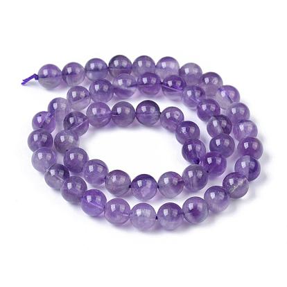Gemstone Beads Strands, Amethyst, Round, 8mm, Hole: 1mm, 15~16 inch