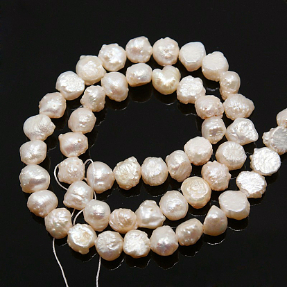 Natural Cultured Freshwater Pearl Beads Strands, 6.5~8x7~9x5~7mm, Hole: 1mm, about 54~55pcs/strand, 15.7 inch ~16.5 inch