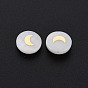 Natural Freshwater Shell Beads, with Plated Brass Metal Embellishments, Flat Round with Moon