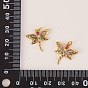 6Pcs Brass Micro Pave Clear Cubic Zirconia Pendants, Long-Lasting Plated, Dragonfly