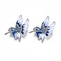 Bird Enamel Pin with Sapphire Rhinestone, 3D Animal Alloy Brooch for Backpack Clothes, Nickel Free & Lead Free, Platinum