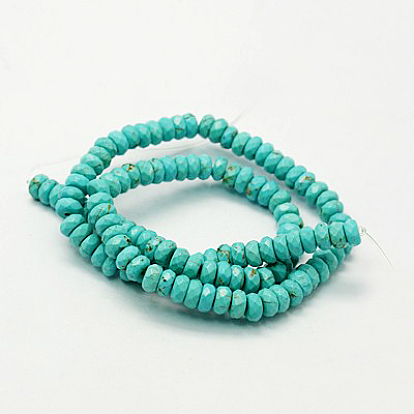 Natural Magnesite Beads Strands, Dyed & Heated, Faceted Rondelle