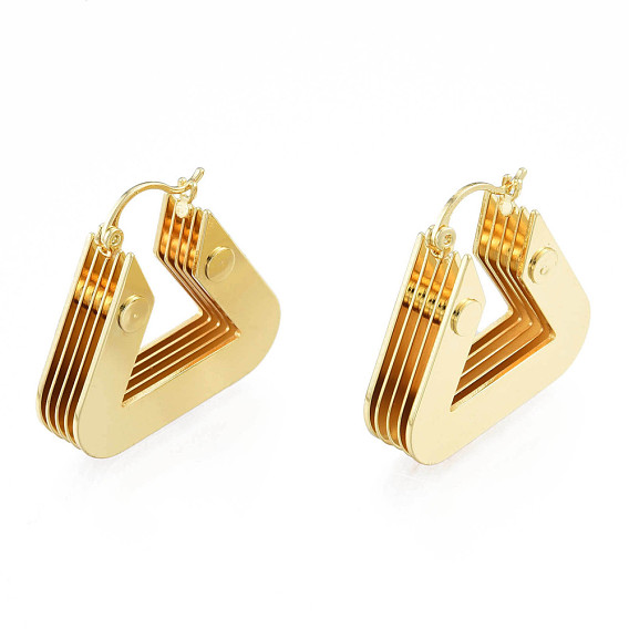 Brass Multi-Layer Triangle Hoop Earrings for Women, Nickel Free
