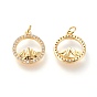 Brass Micro Pave Clear Cubic Zirconia Charms, with Jump Rings, Long-Lasting Plated, Ring with Mountain